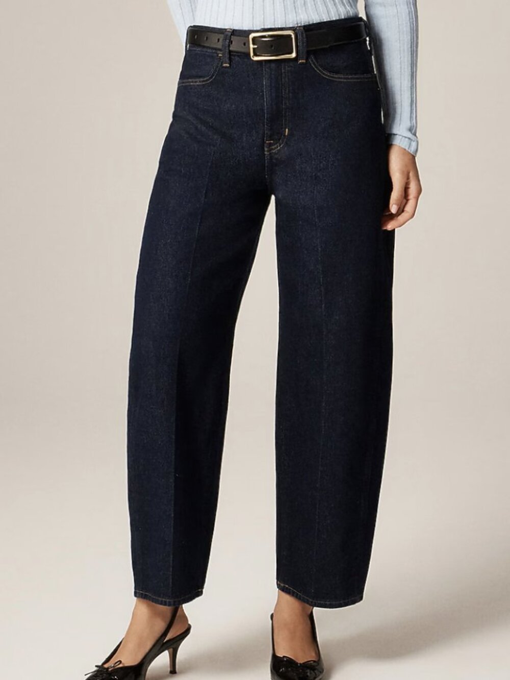 J. Crew Sz 35 Barrel Jeans High Rise Tapered Ankle Dark Wash